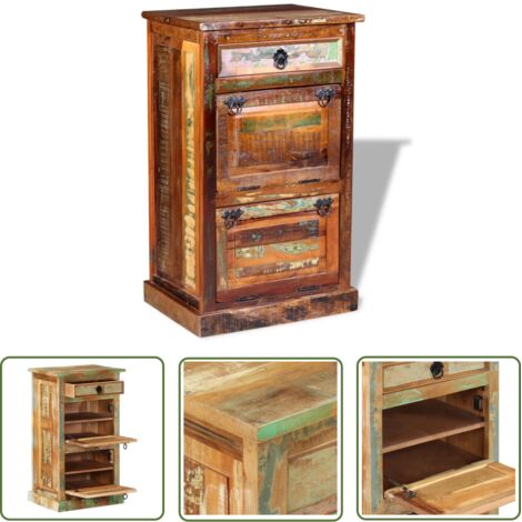 The Living Store Armoire à chaussures 4 couches avec tiroir Bois de récupération - Meuble Rangement Chaussures - Armoire Chaussure Vintage - Rangement Intérieur - Meubles Design - Armoire Bois Récupér