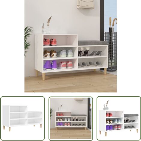The Living Store Armoire à chaussures Blanc 102x36x60 cm Bois d'ingénierie - Armoire À Chaussures - Rangement Chaussures - Étagère Chaussures - Meuble Chaussure - Meuble Entrée