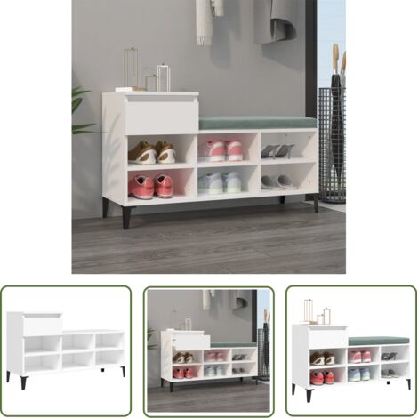 The Living Store Armoire à chaussures Blanc 102x36x60 cm Bois d'ingénierie - Armoire À Chaussures - Rangement Chaussures - Meuble Chaussure - Étagère Chaussures - Placard Chaussures