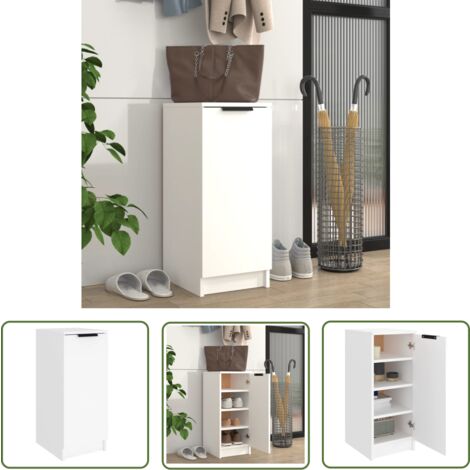 The Living Store Armoire à chaussures Blanc 30x35x70 cm Bois d'ingénierie - Armoire À Chaussures - Meuble Rangement - Organisation Chaussures - Placard Chaussures - Étagère Chaussure