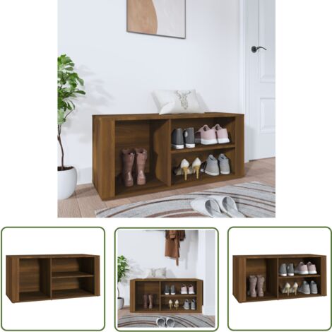 The Living Store Armoire à chaussures Chêne marron 100x35x45cm Bois d'ingénierie - Meuble Chaussure - Rangements Chaussures - Armoire À Chaussures - Étagère À Chaussures - Meuble Entrée