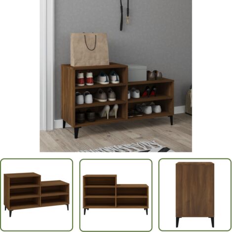 The Living Store Armoire à chaussures Chêne marron 102x36x60cm Bois d'ingénierie - Armoire À Chaussures - Meuble Chaussure - Rangement Chaussures - Rangement Intérieur - Meuble Entrée