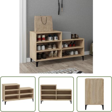 The Living Store Armoire à chaussures Chêne sonoma 102x36x60cm Bois d'ingénierie - Meuble Chaussure - Rangements Chaussures - Armoire À Chaussures - Meuble Entrée - Rangement Intérieur