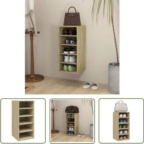 The Living Store Armoire à chaussures Chêne Sonoma 31,5x35x70 cm Bois ingénierie - Armoire À Chaussures - Meuble Rangement Chaussures - Étagère Chaussure - Organiseur Chaussures - Rangement Intérieur