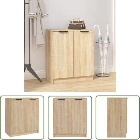 The Living Store Armoire à chaussures Chêne Sonoma 59x35x70 cm Bois d'ingénierie - Armoire À Chaussures - Meuble Rangement - Chaussure Femme - Chaussure Homme - Organisation Intérieur