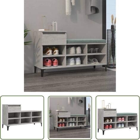The Living Store Armoire à chaussures Gris béton 102x36x60 cm Bois d'ingénierie - Armoire À Chaussures - Rangements Chaussures - Meuble Chaussure - Rangement Maison - Mobilier Entrée