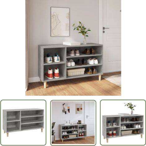 The Living Store Armoire à chaussures Gris béton 102x36x60 cm Bois d'ingénierie - Meuble Entrée - Range Chaussure - Étagère Chaussure - Armoire À Chaussures - Meuble Rangement