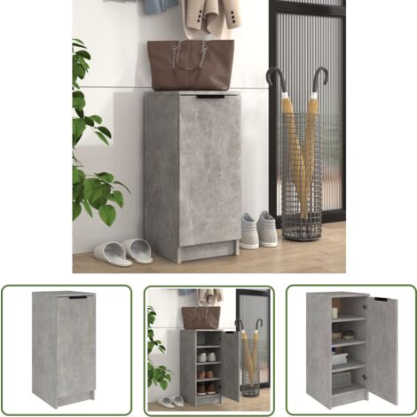 The Living Store Armoire à chaussures Gris béton 30x35x70 cm Bois d'ingénierie - Armoire À Chaussures - Meuble Rangement - Organisation Chaussures - Stockage Chaussures - Étagère Chaussure