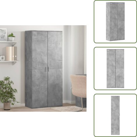The Living Store Armoire à chaussures Gris béton 80x39x178 cm Bois d'ingénierie - Armoire À Chaussures - Meuble Chaussure - Rangement Chaussures - Étagère Chaussures - Stockage Chaussures