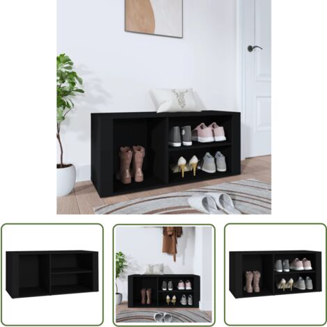 The Living Store Armoire à chaussures Noir 100x35x45 cm Bois d'ingénierie - Armoire À Chaussures - Meuble Chaussure - Rangement Chaussures - Étagère Chaussures - Entrée