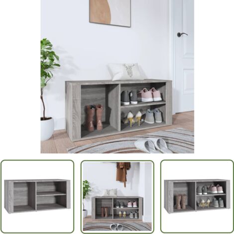 The Living Store Armoire à chaussures Sonoma gris 100x35x45 cm Bois d'ingénierie - Armoire À Chaussures - Meuble Chaussure - Étagère Chaussures - Rangement Chaussures - Meuble Entrée