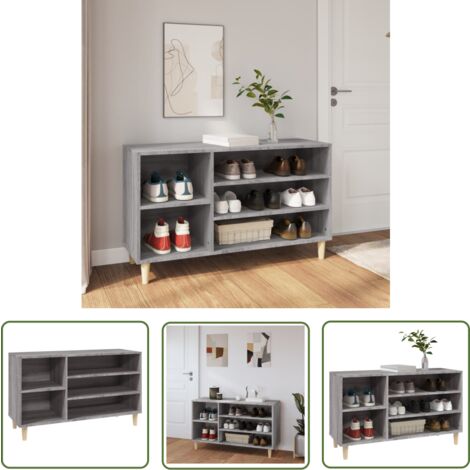 The Living Store Armoire à chaussures Sonoma gris 102x36x60 cm Bois d'ingénierie - Armoire À Chaussures - Meuble Chaussure - Rangement Chaussures - Étagère Chaussures - Entrée