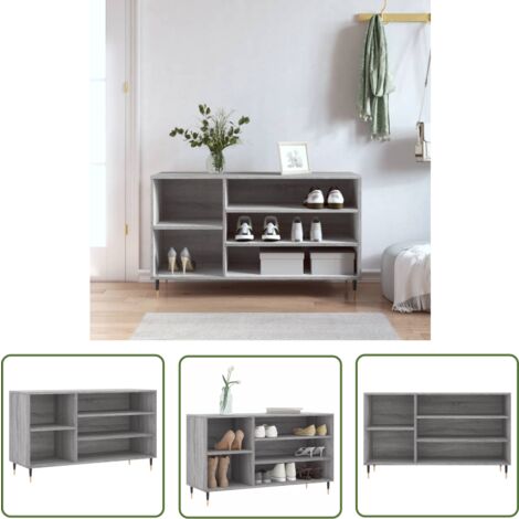 The Living Store Armoire à chaussures Sonoma gris 102x36x60 cm Bois d'ingénierie - Meuble Chaussure - Armoire Chaussure - Range Chaussures - Rangement Chaussures - Étagère Chaussure