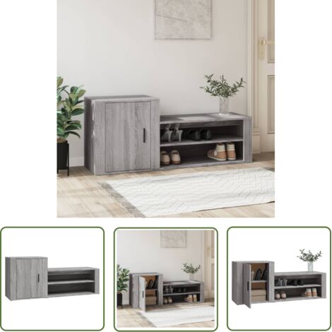The Living Store Armoire à chaussures Sonoma gris 130x35x54 cm Bois d'ingénierie - Armoire À Chaussures - Rangements Chaussures - Étagère À Chaussures - Meuble Chaussure - Stockage Chaussures