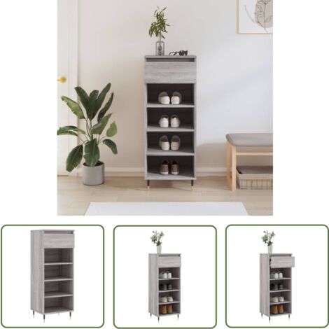 The Living Store Armoire à chaussures Sonoma gris 40x36x105 cm Bois d'ingénierie - Armoire À Chaussures - Rangements Chaussures - Rangement Maison - Mobilier Entrée - Étagère Chaussure