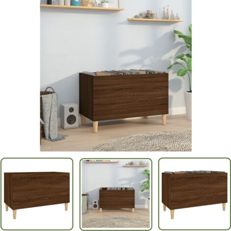 The Living Store Armoire à disques chêne marron 74,5x38x48 cm bois d'ingénierie - Meuble À Disques - Armoire À Disques - Rangement Vinyl - Étagère Disque - Support Vinyle