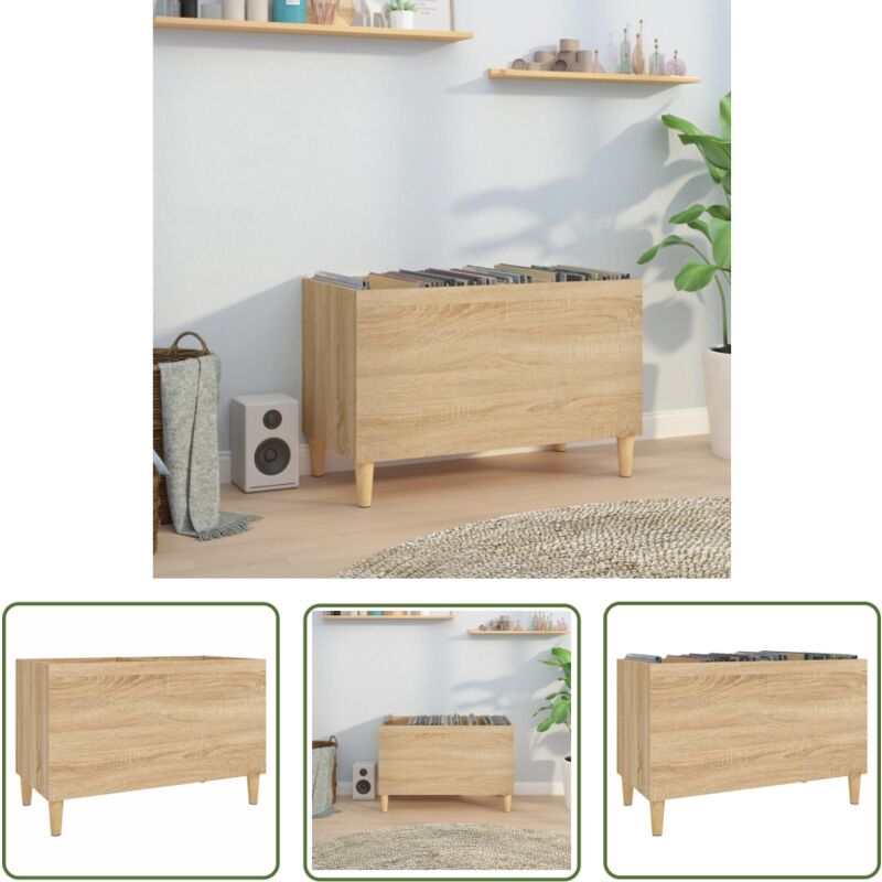 Armoire à disques chêne sonoma 74,5x38x48 cm bois d'ingénierie - Meuble à Disques - Armoire à Disques - Rangement Disque Vinyle - Étagère Musique