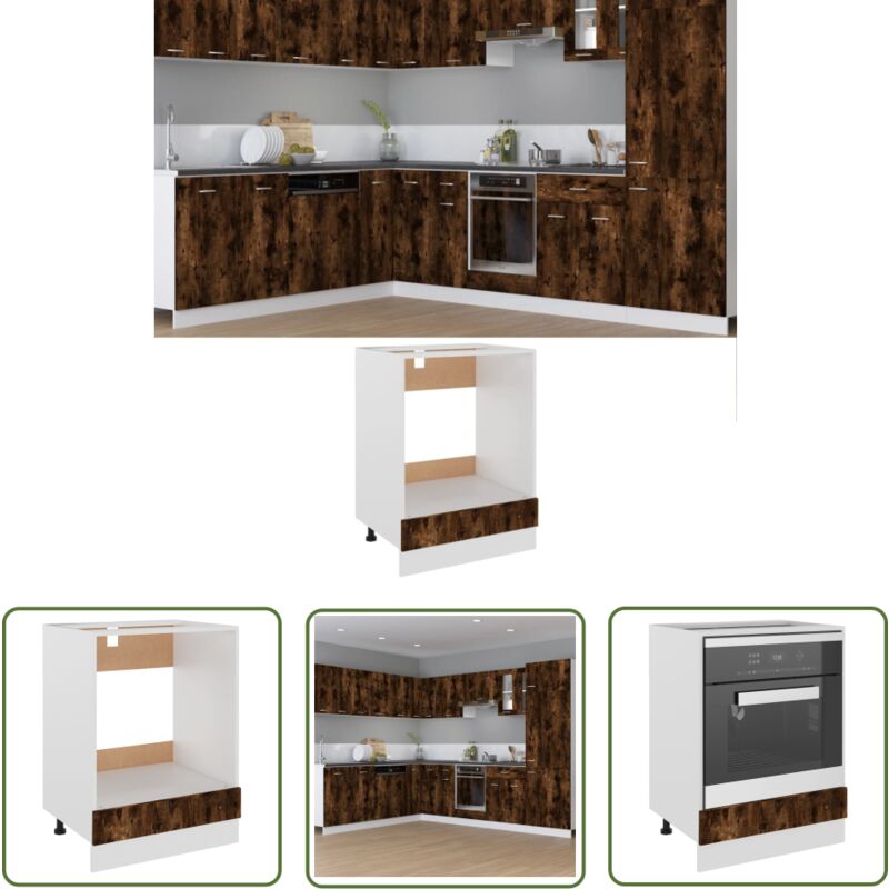 Armoire à four Chêne fumé 60x46x81,5 cm Bois d'ingénierie - Meuble De Cuisine - Armoire à Four - Meuble De Rangement - Cuisine - Mobilier - The
