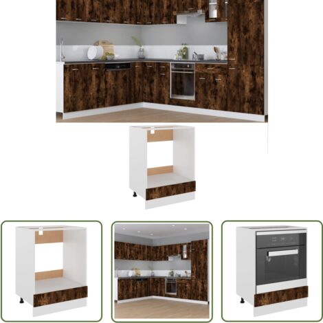 The Living Store Armoire à four Chêne fumé 60x46x81,5 cm Bois d'ingénierie - Meuble De Cuisine - Armoire À Four - Meuble De Rangement - Cuisine - Mobilier