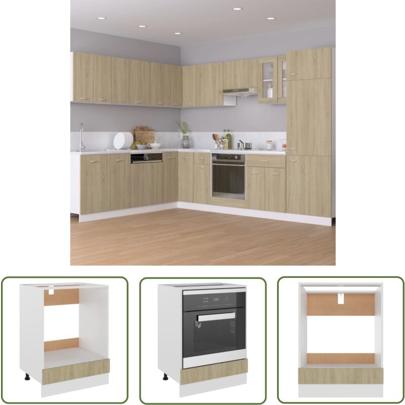 The Living Store Armoire à four Chêne sonoma 60x46x81,5 cm Bois d’ingénierie - Armoire À Four - Meuble De Cuisine - Rangement Cuisine - Placard
