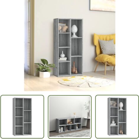 The Living Store Armoire à livres Sonoma gris 50x25x106 cm - Bibliothèque - Bibliothèque Moderne - Meuble Rangement - Étagère - Armoire À Livres