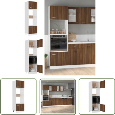 The Living Store Armoire à micro-ondes Chêne marron 60x57x207 cm - Meuble De Cuisine - Armoire De Cuisine - Rangements Cuisine - Meuble Rangement - Meubles Salle De Bain