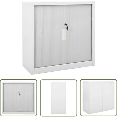 The Living Store Armoire à portes coulissantes Gris 90x40x90 cm Acier - Armoire À Portes Coulissantes - Meuble Rangement - Armoire Métal - Armoire Grise - Armoire Étroite