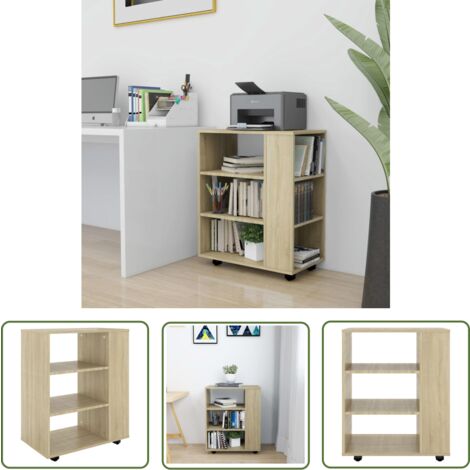 The Living Store Armoire à roulettes Chêne Sonoma 60x35x75 cm Bois d’ingénierie - Meuble De Rangement - Armoire Sur Roulette - Armoire De Bureau - Meuble Pratique - Mobilier Chêne Sonoma