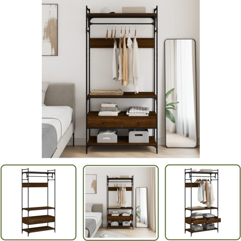 The Living Store - Armoire à tiroirs chêne brun 89x39x184,5 cm bois d'ingénierie - Garde-robe - Armoire - Dressing - Rangement - Mobilier