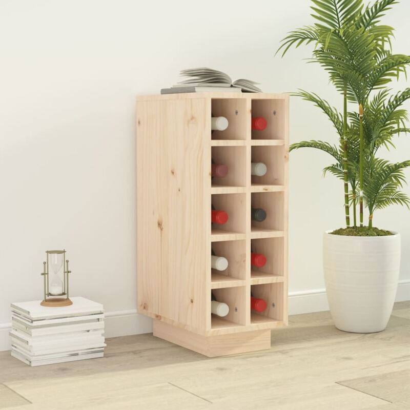 The Living Store - Armoire à vin 23x34x61 cm Bois de pin massif Brun