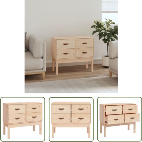The Living Store Armoire console 90x40x78 cm Bois de pin solide - Meuble De Rangement - Buffet - Commode - Armoire Console - Meuble Entrée