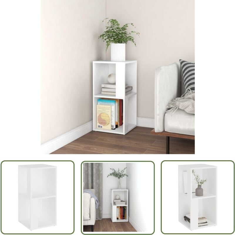 The Living Store - Armoire d'angle Blanc 33x33x67 cm Bois d'ingénierie - Meuble D'angle - Armoire D'angle - Rangement Mural - Bibliothèque Murale