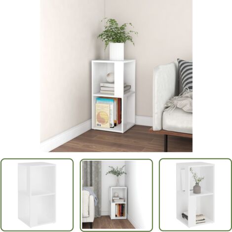 The Living Store Armoire d'angle Blanc 33x33x67 cm Bois d'ingénierie - Meuble D'angle - Armoire D'angle - Rangement Mural - Bibliothèque Murale - Étagère Murale
