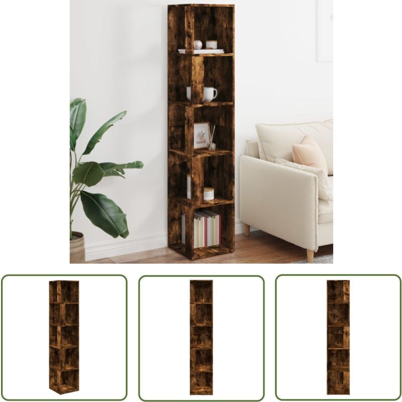 Tovbmup - The Living Store Armoire d'angle Chêne fumé 33x33x164,5 cm Bois d'ingénierie - Meuble D'angle - Armoire D'angle - Étagère D'angle