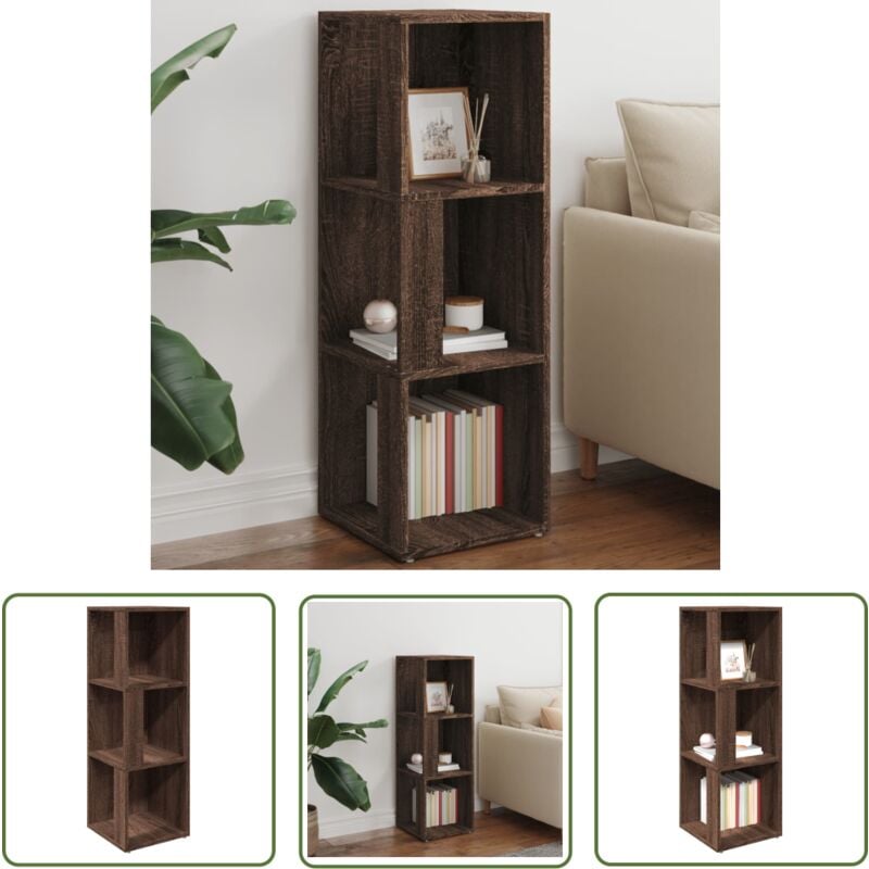 The Living Store - Armoire d'angle Chêne marron 33x33x100 cm Bois d'ingénierie - Meuble D'angle - Armoire D'angle - Étagère D'angle - Rangement Mural