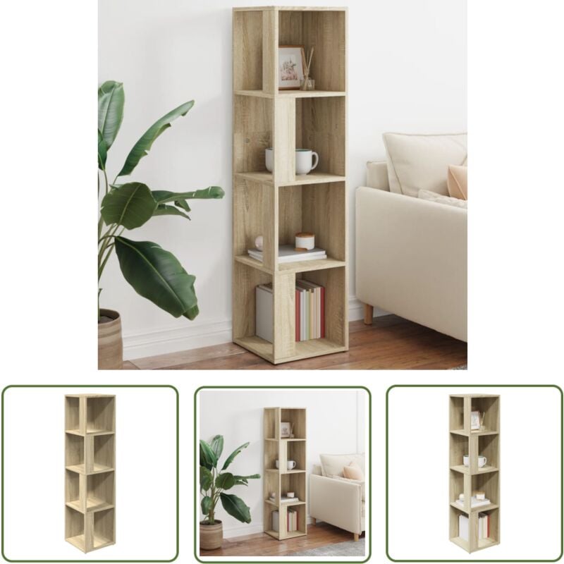 The Living Store - Armoire d'angle Chêne sonoma 33x33x132 cm Bois d'ingénierie - Meuble D'angle - Armoire D'angle - Rangement Mural - Étagère D'angle