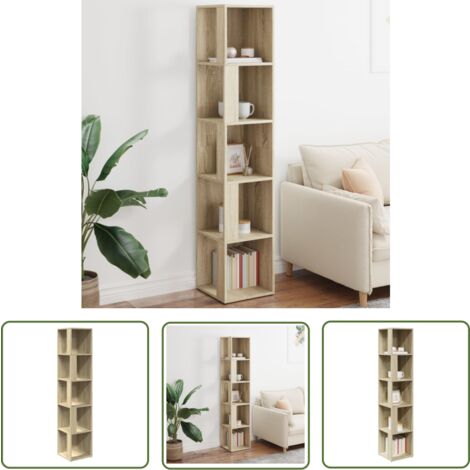 The Living Store Armoire d'angle Chêne sonoma 33x33x164,5 cm Bois d'ingénierie - Meuble D'angle - Armoire D'angle - Étagère D'angle - Rangement Mural - Meuble De Salon