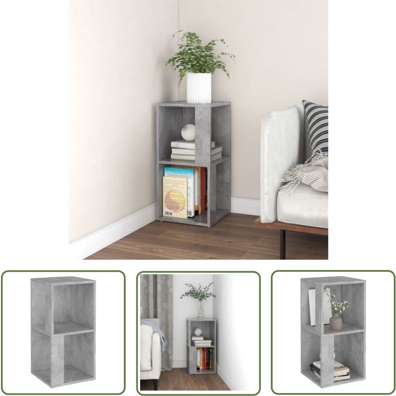 The Living Store - Armoire d'angle Gris béton 33x33x67 cm Bois d'ingénierie - Meuble D'angle - Armoire D'angle - Rangement Mural - Étagère Murale