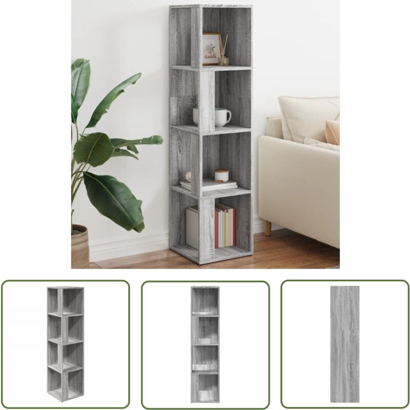 The Living Store - Armoire d'angle Sonoma gris 33x33x132 cm Bois d'ingénierie - Meuble D'angle - Armoire D'angle - Étagère D'angle - Rangement Mural