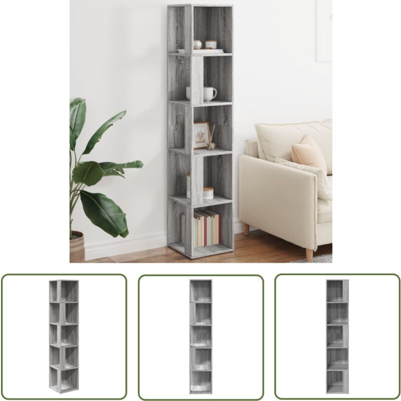 The Living Store - Armoire d'angle Sonoma gris 33x33x164,5 cm Bois d'ingénierie - Meuble D'angle - Armoire D'angle - Étagère D'angle - Rangement