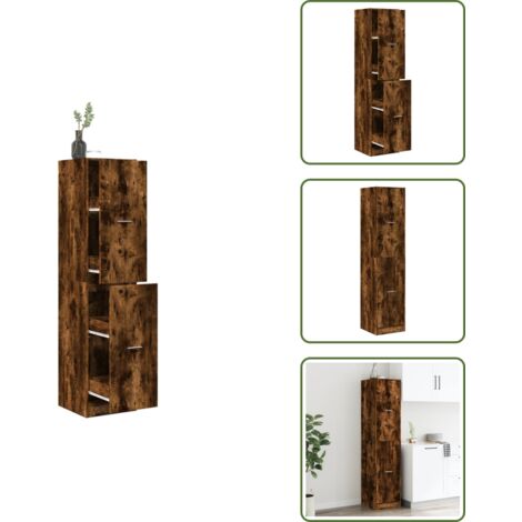 The Living Store Armoire d'apothicaire chêne fumé 40x41x174,5 cm bois ingénierie - Rangement