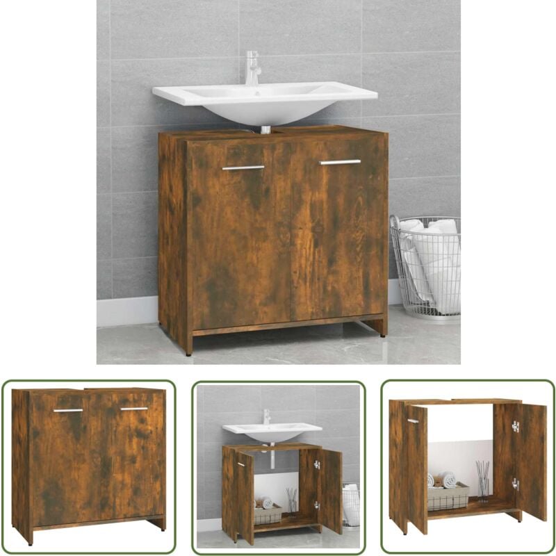 Maison Exclusive - The Living Store Armoire de bain Chêne fumé 60x33x60 cm Bois d'ingénierie - Meuble De Salle De Bain - Armoire De Salle De Bain