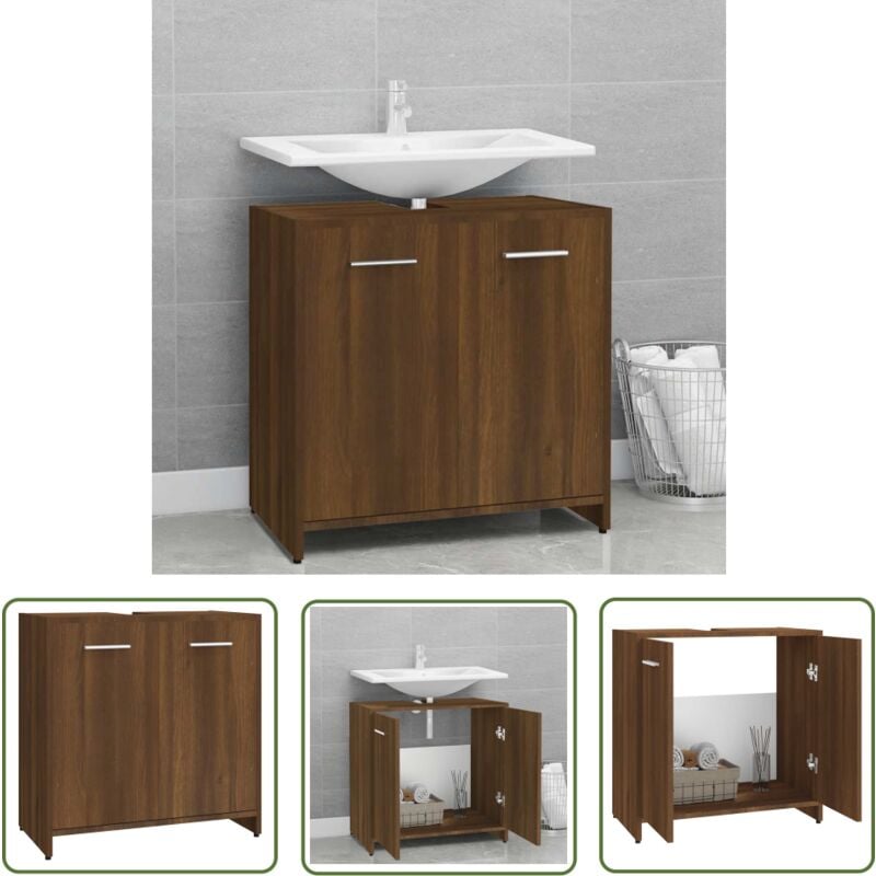 Maison Exclusive - The Living Store Armoire de bain Chêne marron 60x33x60 cm Bois d'ingénierie - Meuble De Salle De Bain - Armoire De Salle De Bain
