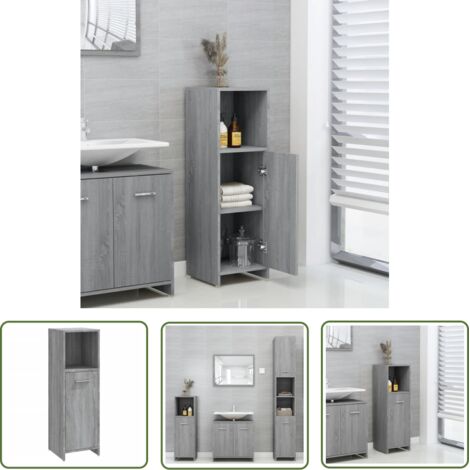 The Living Store Armoire de bain Sonoma gris 30x30x95 cm Bois d'ingénierie - Meuble Salle De Bain - Armoire Salle De Bain - Rangement Salle De Bain - Meuble Design - Commode Salle De Bain