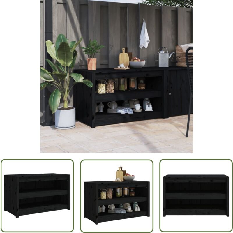 Armoire de cuisine d'extérieur noir 106x55x64cm bois pin massif - Meuble De Cuisine Extérieur - Armoire De Cuisine Extérieure - Cuisine D'été