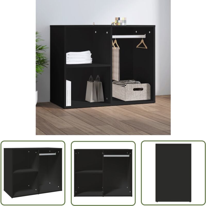 Armoire de dressing noir 80x40x65 cm bois d'ingénierie - Armoire De Dressing - Meuble Rangement - Commode - Placard - Mobilier Chambre - The Living