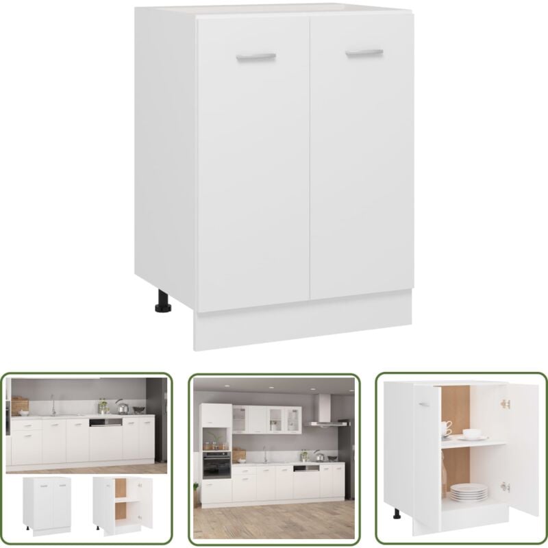 The Living Store - Armoire de plancher Blanc 60x46x81,5 cm Bois d'ingénierie - Meuble De Cuisine - Armoire De Cuisine - Rangements Cuisine - Armoire
