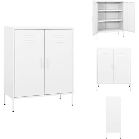 The Living Store Armoire de rangement Blanc 80x35x101,5 cm Acier - Armoire latérale