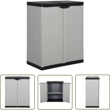 The Living Store Armoire de rangement de jardin 1 étagère Gris/noir 68x40x85 cm - Meuble De Jardin - Armoire De Rangement Extérieur - Placard De Jardin - Casier De Rangement - Armoire Grise