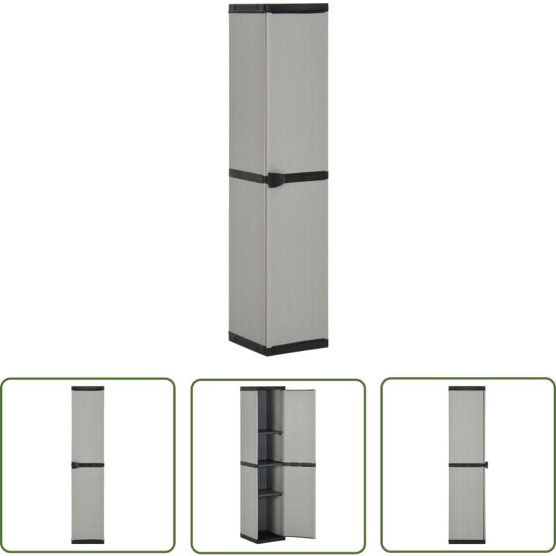 Armoire de rangement de jardin 3 étagères Gris/noir 34x40x168cm - Meuble De Jardin - Armoire De Rangement Extérieur - Rangement Jardin - Armoire